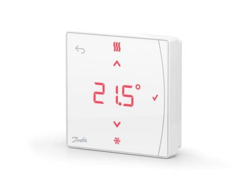 Danfoss Icon2 RT langaton huonetermostaatti näytöllä ja kiinnikkeellä