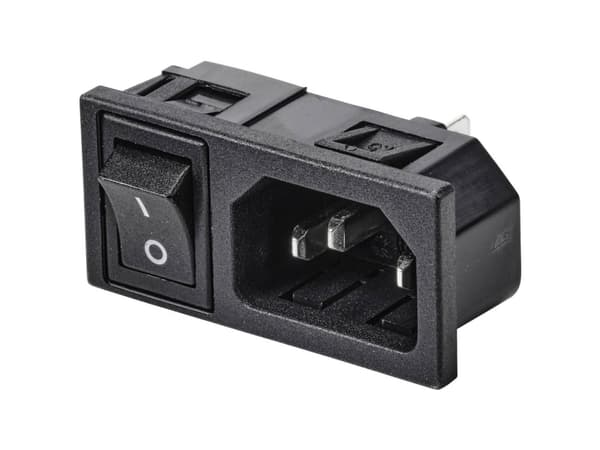 TRU COMPONENTS TC-10088392 IEC-kontakt Uttag, infällt vertikalt Totalt antal poler: 2 10 A Svart 1 st