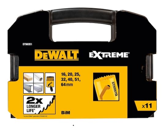DeWALT DT90351-QZ, Ställ, Borr, Metall, Plast, Trä, Metall, 16,20,25,32,40,51,64 mm, 11 styck