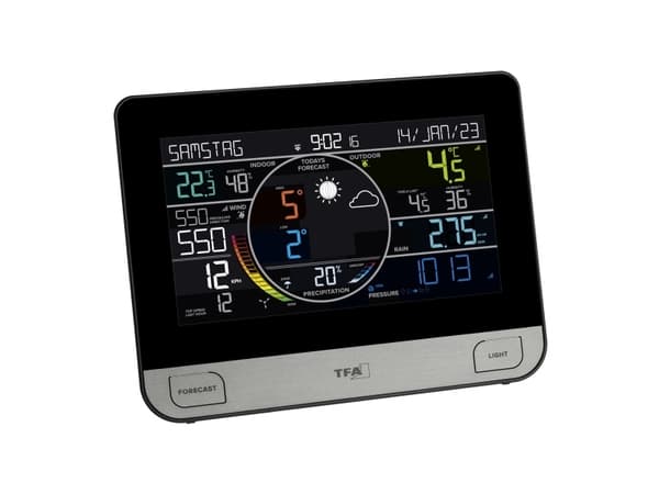 TFA-Dostmann View Pro, Svart, Anemometer (vindhastighet), Inomhushygrometer, Inomhustermometer, Utomhusbarometer,..., Barometer, hygrometer, Regn, Te