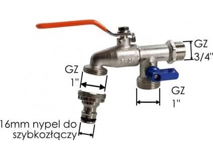 Bradas - IBC mutter S60x6, kran med uttak for 2 x GZ 3/4` + 2 nipler IBCS60-KK0512 BRADAS