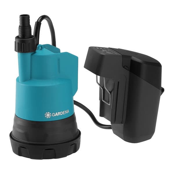 Gardena 2000/2 18V P4A dränkbar pump för rent vatten, inkl batteri och laddare