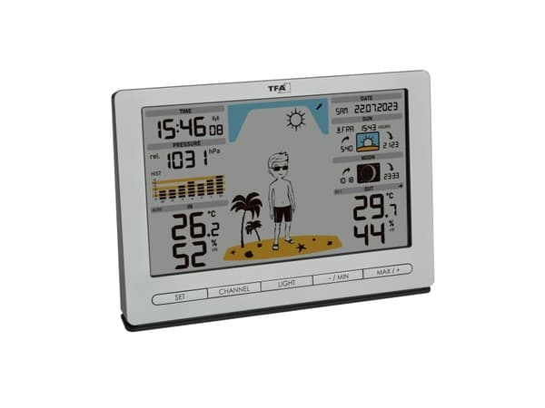TFA-Dostmann Meteo Jack, Sølv, Inne hygrometer, Inne Termometer, Utendørs Barometer, Utendørs Fuktighetsmåler, Utendørs Barometer, Barometer, Hygrome