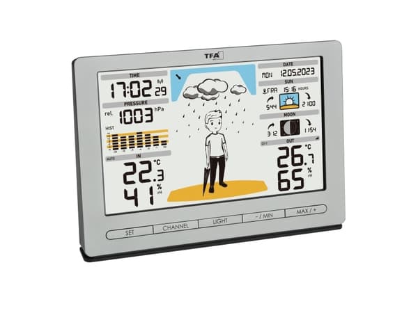 TFA-Dostmann Meteo Jack, Sølv, Inne hygrometer, Inne Termometer, Utendørs Barometer, Utendørs Fuktighetsmåler, Utendørs Barometer, Barometer, Hygrome
