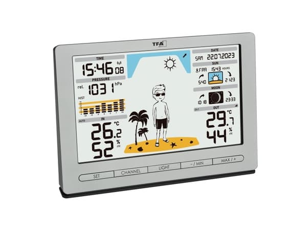 TFA-Dostmann Meteo Jack, Sølv, Inne hygrometer, Inne Termometer, Utendørs Barometer, Utendørs Fuktighetsmåler, Utendørs Barometer, Barometer, Hygrome