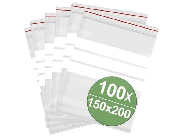 Tryklukningspose med tekstlabels (B x H) 150 mm x 200 mm Transparent Polyethylen