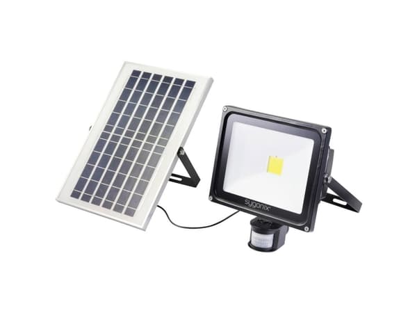Sygonix SY-5461112 Solstrålkastare med rörelsesensor 50 W Naturvit Svart