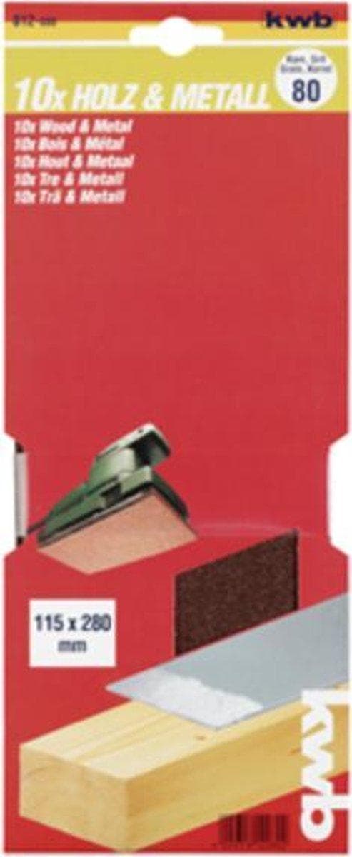 KWB Schuurstrook 115 x 280 mm - Korrel 80 - 812080 - 10 stk.
