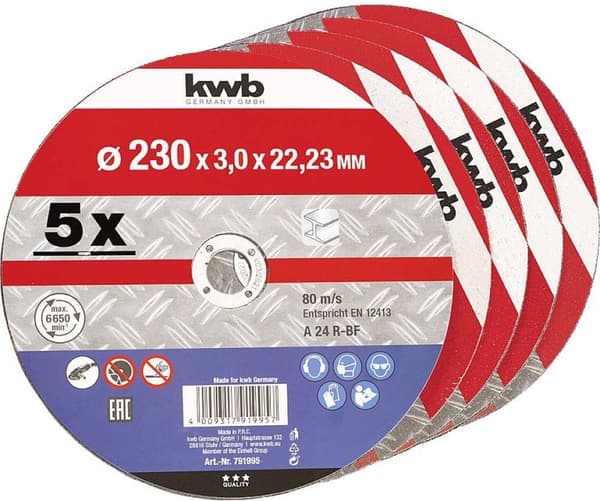 kwb 791995 Skæreskive, lige, 230 mm, 5 stk., metal (791995)