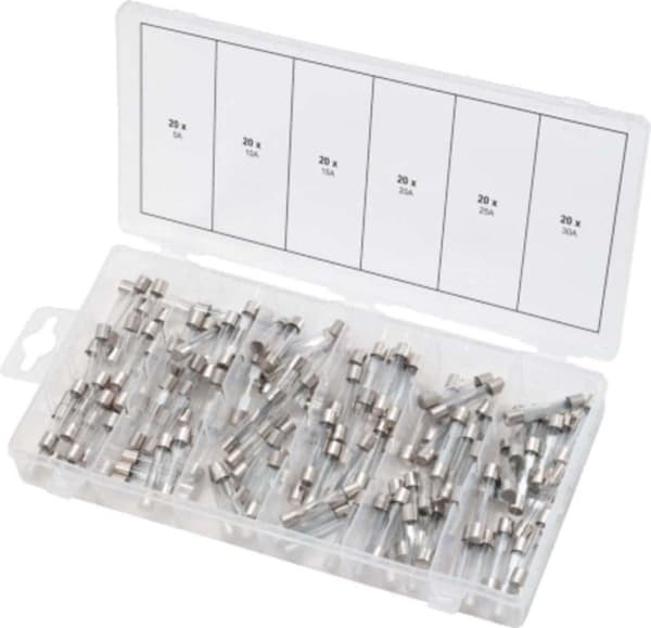 KS TOOLS Werkzeuge-Maschinen GmbH sortiment av glassäkringar, 5-30A, 120 stycken (970.0270)
