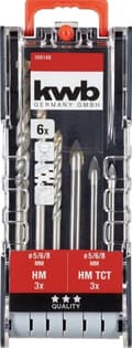 Miniatyrbillede 1 af 4: kwb 109146 Glasboorset 6 stk 5 mm, 6 mm, 8 mm Snelspanboorhouder, Tandkransboorhouder 6 stuk(s)