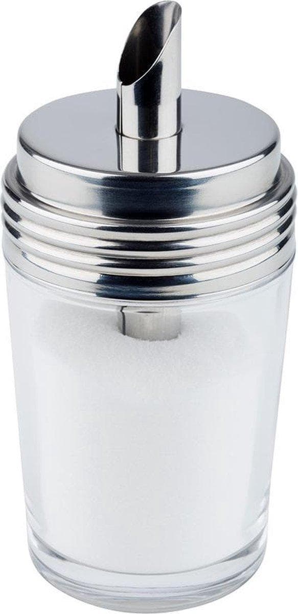 Suikerstrooier - glas & RVS - ø6 -5 x h14 -5 cm - Set med 2 delar