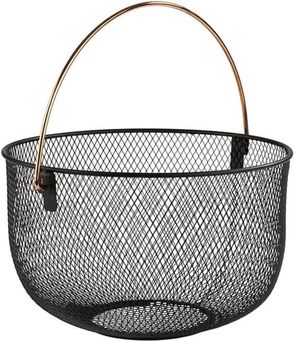 APS-Germany® Fruit Bowl Ophangbaar - Fruitmand Metaal - för Fruit / Grönte / Snacks / Brood - Svart - 30 x 30 x 19 cm