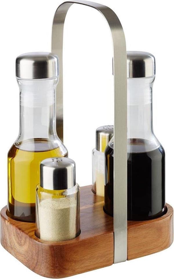 Cruet sæt komplet træ - 15 -5x12xh24 -5 cm