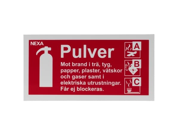 BSP-1020 Skilt for pulver brannslukningsapparat