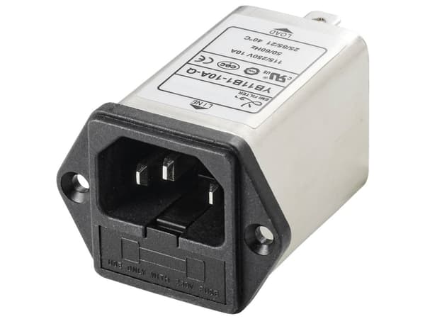 TRU COMPONENTS TC-10101436 Strømfilter med IEC-tilslutning 250 V/AC 10 A 0,3 mH (L x B x K) 54,3 x 44 x 31,3 mm 1 stk 1 stk