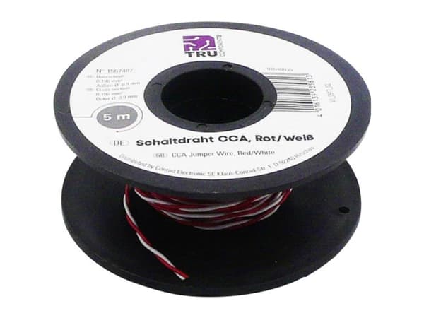 Ristikytkentäjohto TRU COMPONENTS 1567407 2 x 0,20 mm² Punainen, valkoinen 5 m 5 m