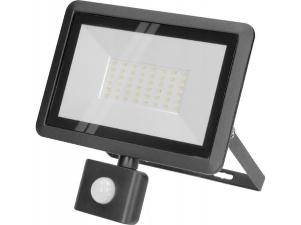 Orno FARO S LED-spotlight med PIR 50W, 4000lm, IP44, 4000K, aluminium + glass