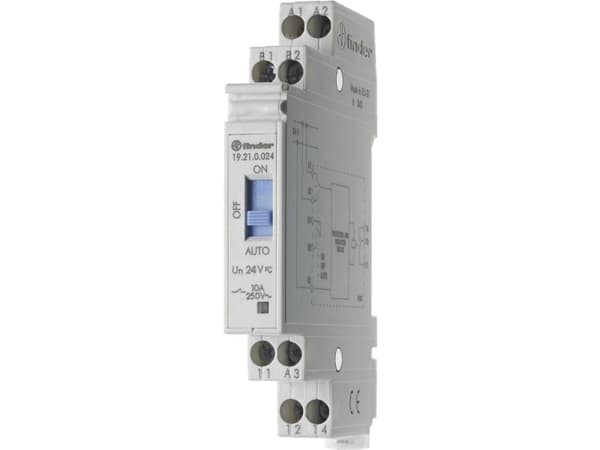 Finder 19.21.0.024.0000 Teollisuusrele Nimellisjännite: 24 V/DC, 24 V/AC Katkaisuvirta (max.): 10 A 1 x vaihtokosketin 1 kpl