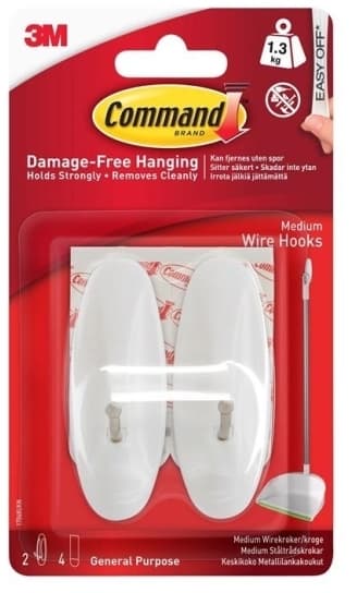 3M Command Medium Nail Hook 17068-Cee 2 Ho