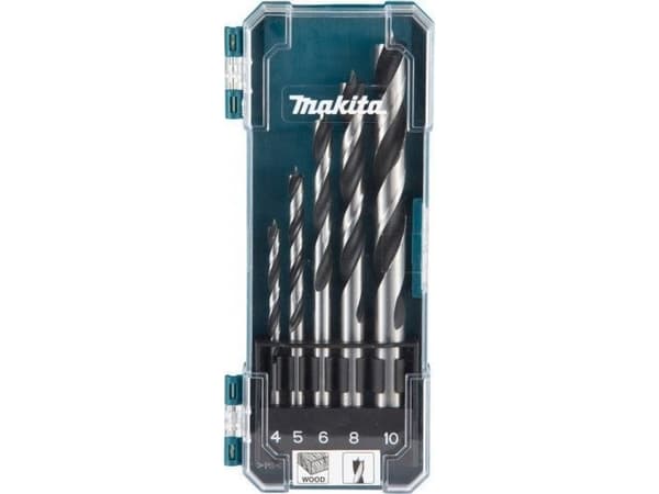 Makita - Borsett - for kartong, kryssfinér, bløtt tre, løvtre, finertre - spadedel - 5 deler - 5 mm, 6 mm, 8 mm, 10 mm, 4 mm - for Makita DDF487, DDF