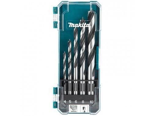 Makita - Borsett - for kartong, kryssfinér, bløtt tre, løvtre, finertre - spadedel - 5 deler - 5 mm, 6 mm, 8 mm, 10 mm, 4 mm - for Makita DDF487, DDF