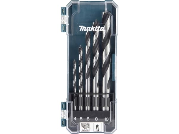 Makita - Borsett - for kartong, kryssfinér, bløtt tre, løvtre, finertre - spadedel - 5 deler - 5 mm, 6 mm, 8 mm, 10 mm, 4 mm - for Makita DDF487, DDF