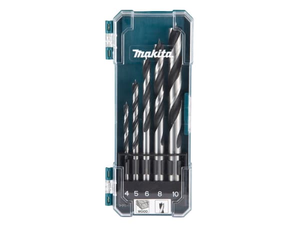 Makita - Borsett - for kartong, kryssfinér, bløtt tre, løvtre, finertre - spadedel - 5 deler - 5 mm, 6 mm, 8 mm, 10 mm, 4 mm - for Makita DDF487, DDF