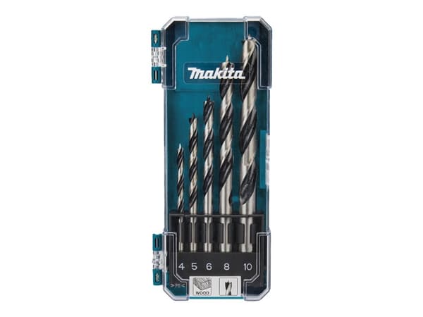 Makita - Borsett - for kartong, kryssfinér, bløtt tre, løvtre, finertre - spadedel - 5 deler - 5 mm, 6 mm, 8 mm, 10 mm, 4 mm - for Makita DDF487, DDF