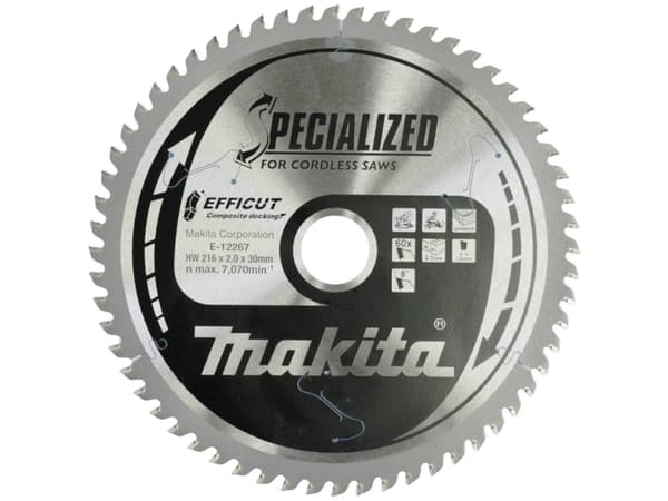 Makita E-12267, Plast, Trä, 21,6 cm, 3 cm, 7070 RPM, 2 mm, Makita