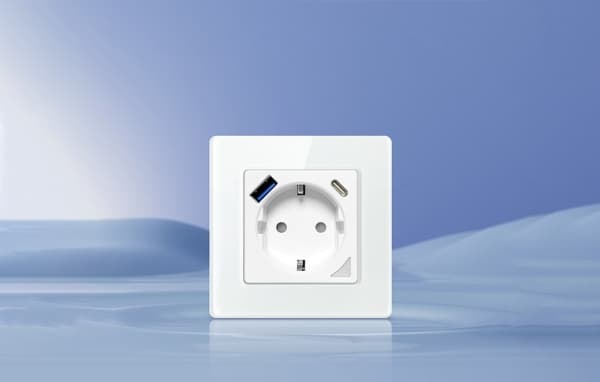 Avatto N-WOT10-USB-B USB og USB-C TUYA WiFi smart vegguttak (sort)