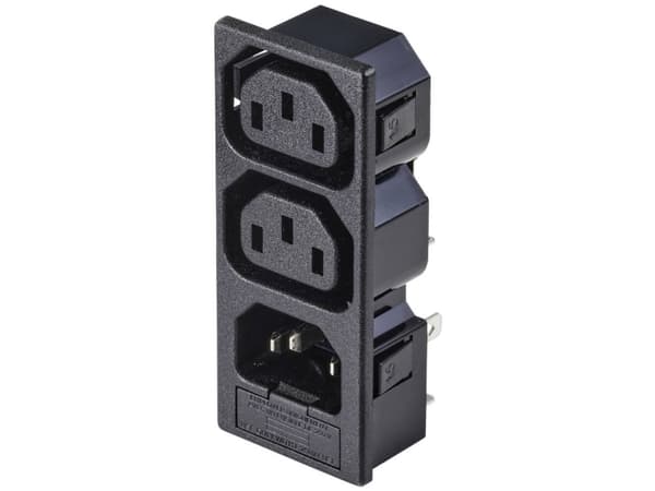 TRU COMPONENTS TC-10475852 IEC-pistoke Liitäntä, uppoasennettava pystysuora, Pistoke, uppoasennettava pystysuora Napojen kokonaismäärä: 3 10 A Musta