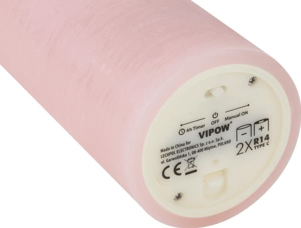 VIPow Medium rustikk rosa LED vokslys