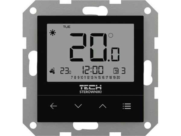 Techin langallinen huoneohjain, kaksitilainen, F-4Z v1 -kehysjärjestelmille - MUSTAA