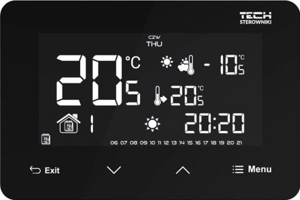 Tech kabelansluten styrenhet ST-293z v3 svart, rum dual-mode 230V driven glas infälld