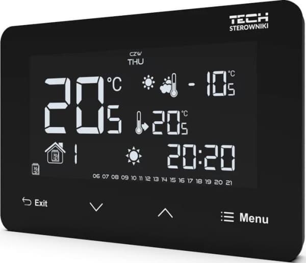 Tech kabelansluten styrenhet ST-293z v3 svart, rum dual-mode 230V driven glas infälld