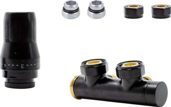 Schlosser DUO-PLEX SET 3/4xM22x1.5 LEFT, NIPPLE, MAIN ON POWER SUPPLY, ZL CU - BLACK MAT