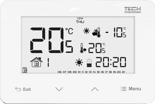 Trådbunden rumsregulator ST293V3 tvåstegs (glasfront) vit