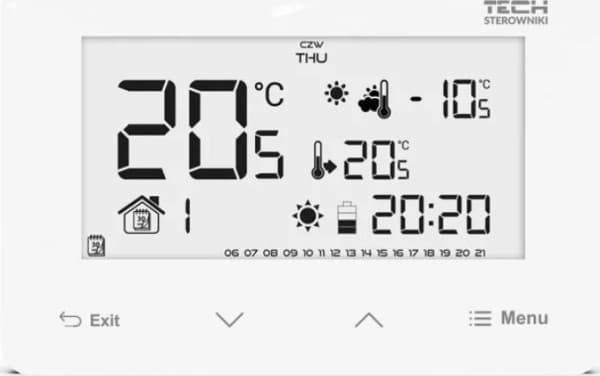 Trådbunden rumsregulator ST293V3 tvåstegs (glasfront) vit
