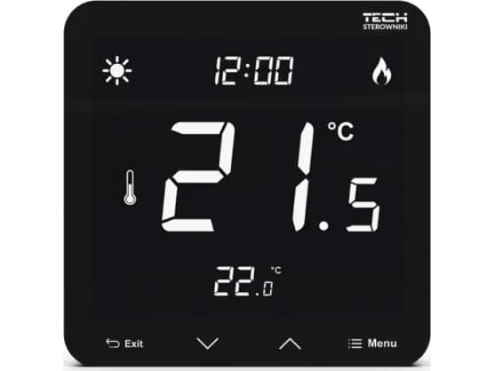 Tech Controller ST-297V3 huoneen kaksitoiminen uppoasennus (3 mm lasi) musta