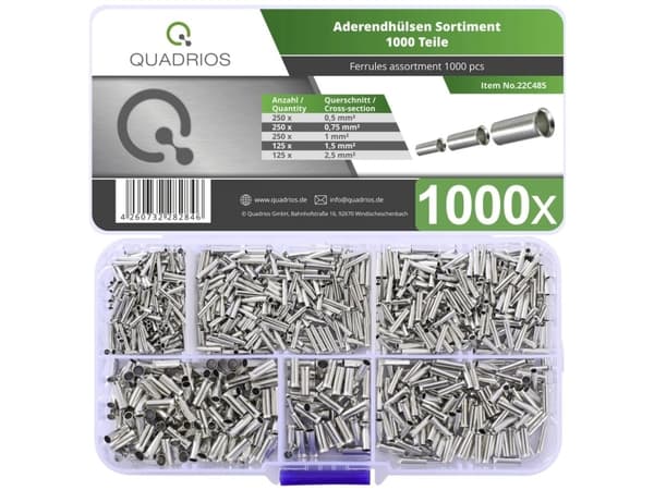 Quadrios 22C485 Sortiment av kabelskor Oisolerade 1000 st