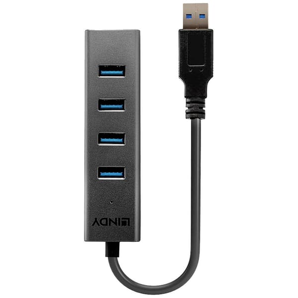 LINDY 43324 4 Port USB 3.1 Gen 1 hubb Svart