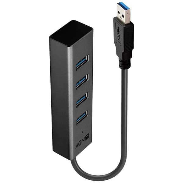 LINDY 43324 4 Port USB 3.1 Gen 1 hubb Svart