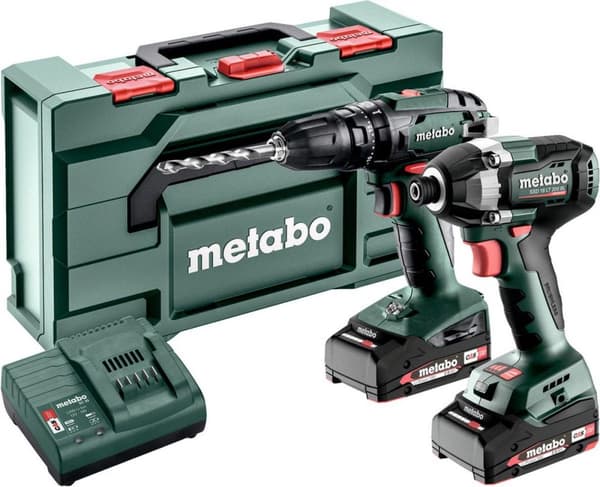 Metabo Combo Sæt SB 18 + SSD 18 LT 200 BL Akku slagbore-/skruetrækker, Akku slagnøgle Inkl. batteri, inkl. oplader