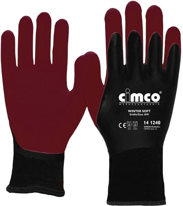 Cimco Winter Soft dunkel rot/schwarz 141243 Vinyl Arbejdshandske Størrelse (handske): 11, XXL EN 388 1 par