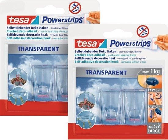 tesa 58813 Powerstrips® DECO krog STORT gennemsigtigt indhold: 4 stk (58813-00500-00)