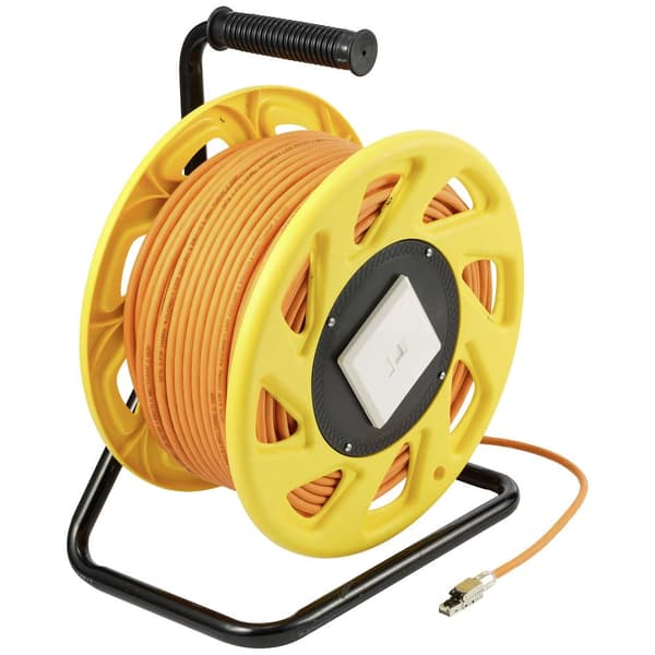 Renkforce RJ45 Nätverk Kabeltrumma CAT 6a (råkabel CAT 7) S/FTP 50 m Orange Halogenfri