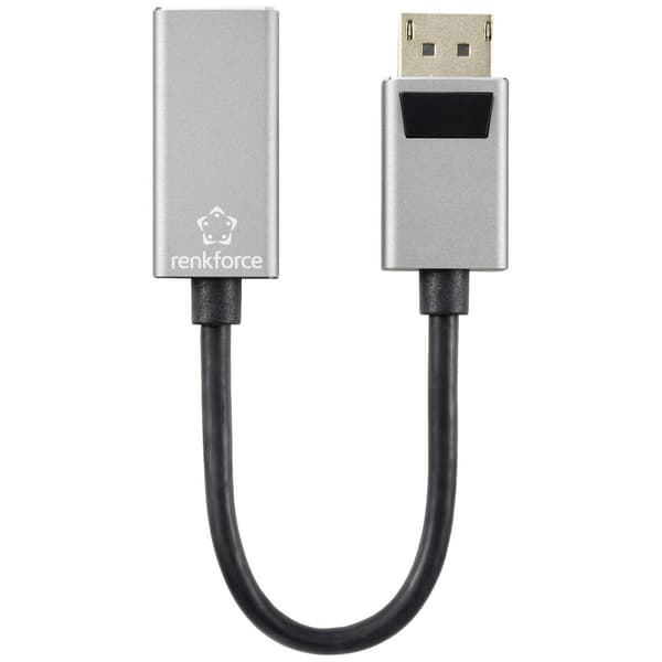 Renkforce RF-5246622 DisplayPort / HDMI Adapter [1x DisplayPort hane - 1x HDMI hona] Svart 8K UHD, Aluminiumkontakt 0.1