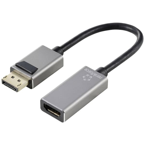 Renkforce RF-5246622 DisplayPort / HDMI Adapter [1x DisplayPort hane - 1x HDMI hona] Svart 8K UHD, Aluminiumkontakt 0.1