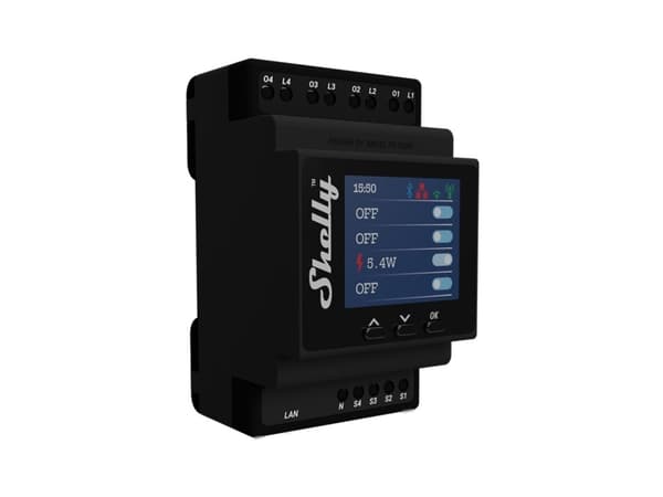 Shelly Pro 4PM - WiFI relæ, 4 kanaler med effektmåling